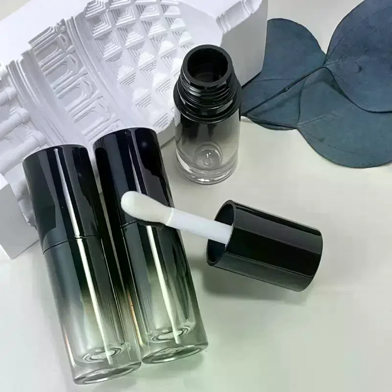 1/5 قطعة أنابيب ملمع الشفاه الفارغة المستديرة 6 مللي أنابيب الشفاه مع حاوية فرشاة الإبهام زجاجات حاوية أنبوب تستخدم لملء طلاء الشفاه