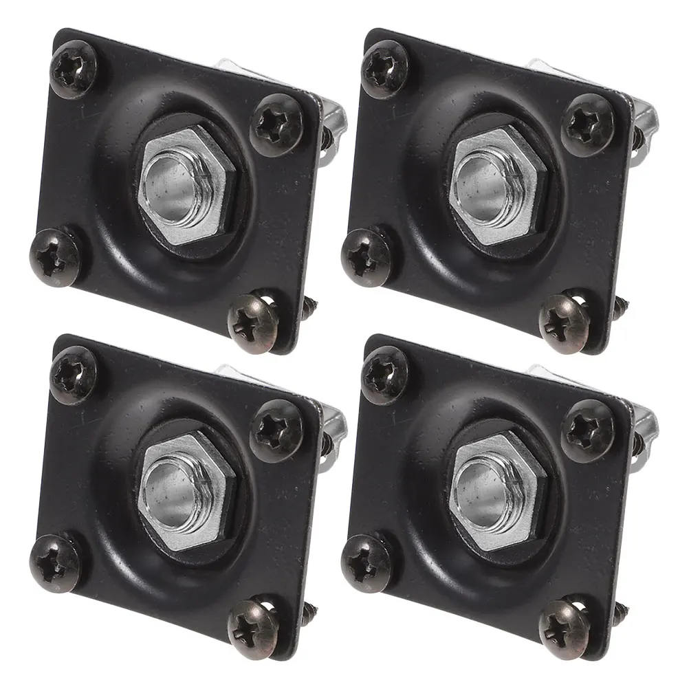 

4 Pcs Guitar Jack Cover Bass Socket Plate Black Input Accessories Metal Output Parts