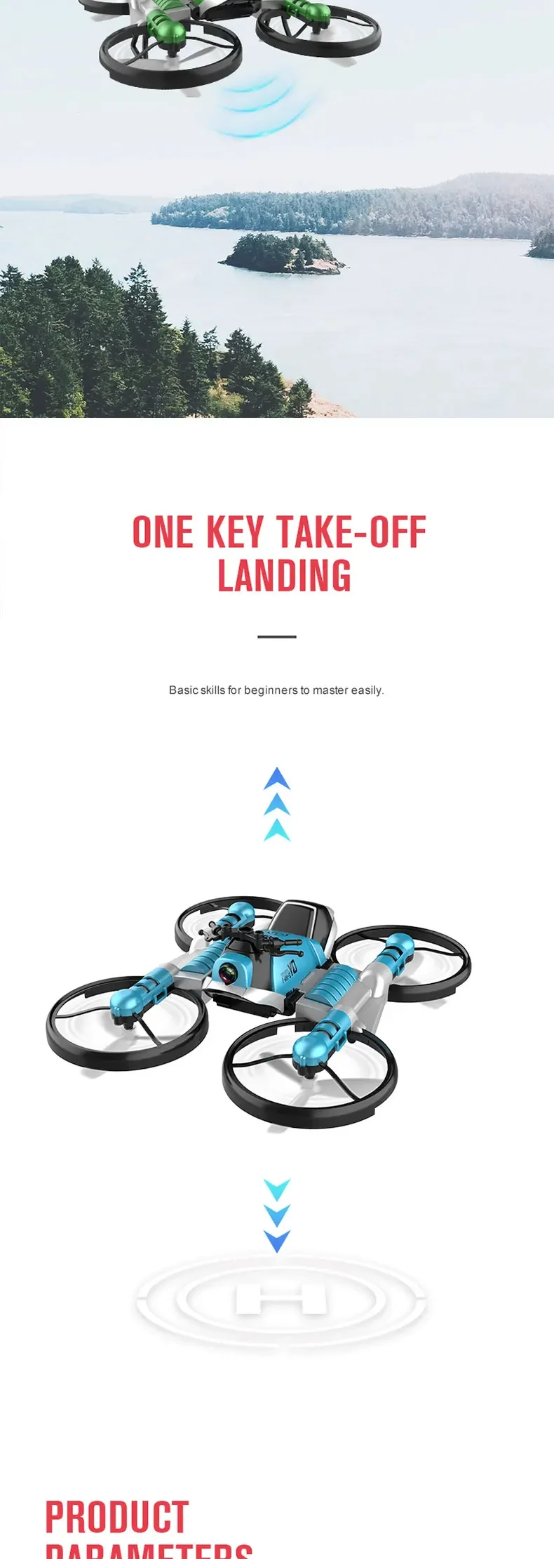 Motorcycle & Aircraft 2 IN 1 Land Air RC Flying Motorcycle Gesture Watch remote control wifi fpv drone with 4K hd camera WIFI