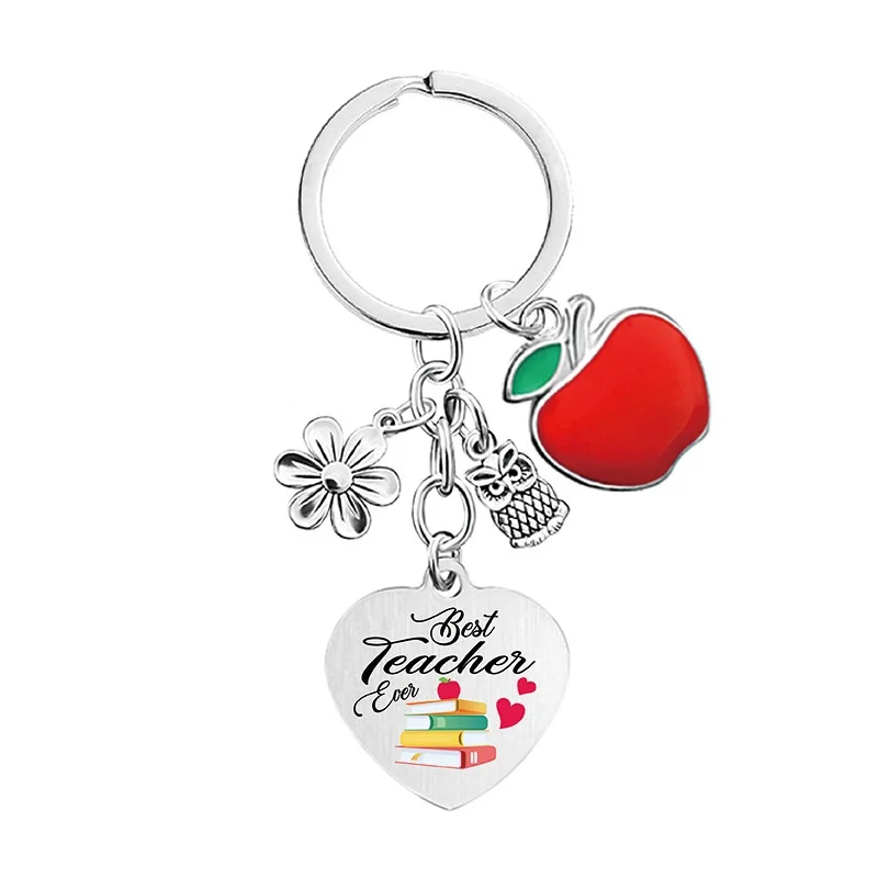 Stainless Steel Keyring  Stainless steel keychain teacher appreciation heart DIY Jewelry Gifts Wholesale