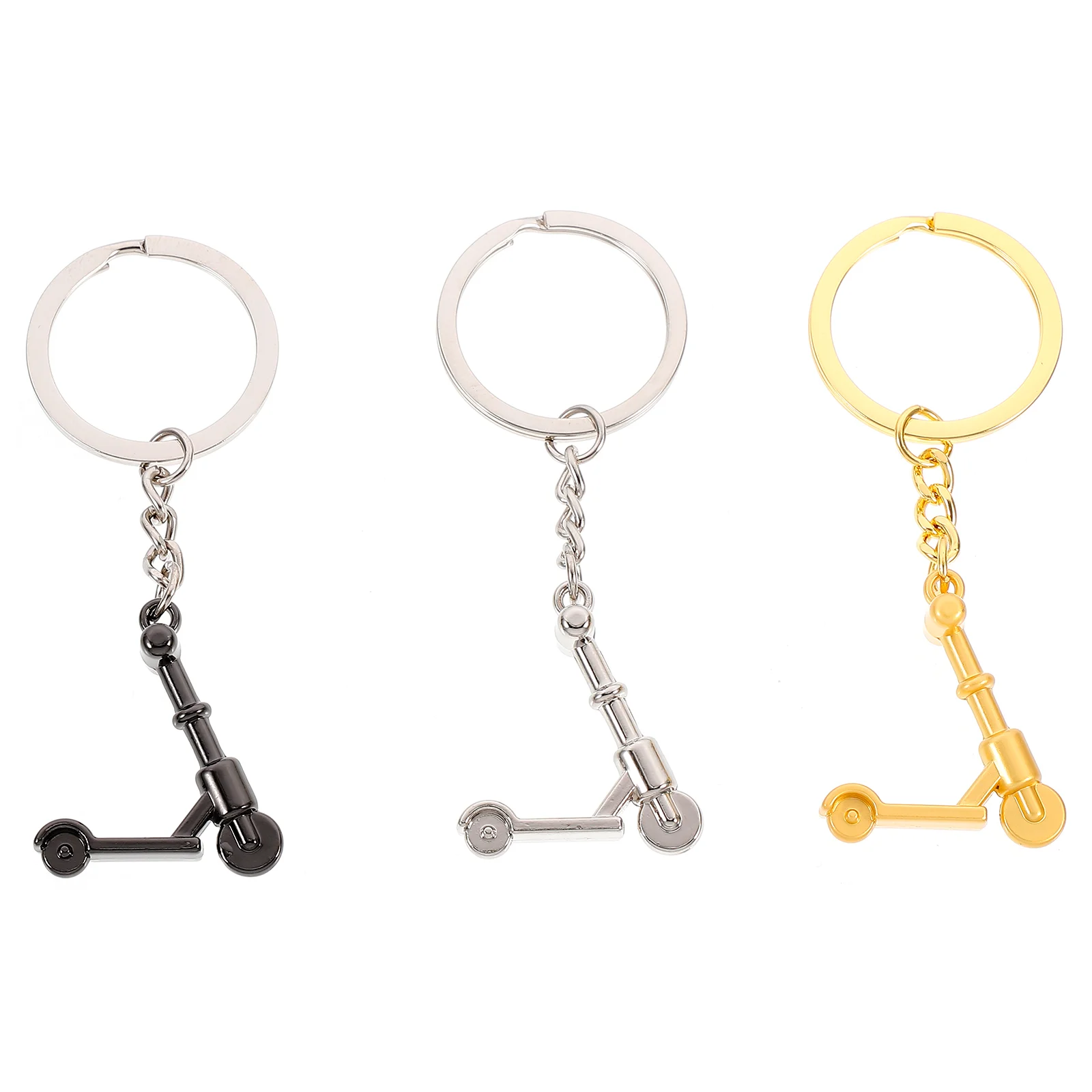 3 Pcs Key Fob Scooter Keychain Ring Handbag Car Decor Hanging Kick Mini Zinc Alloy