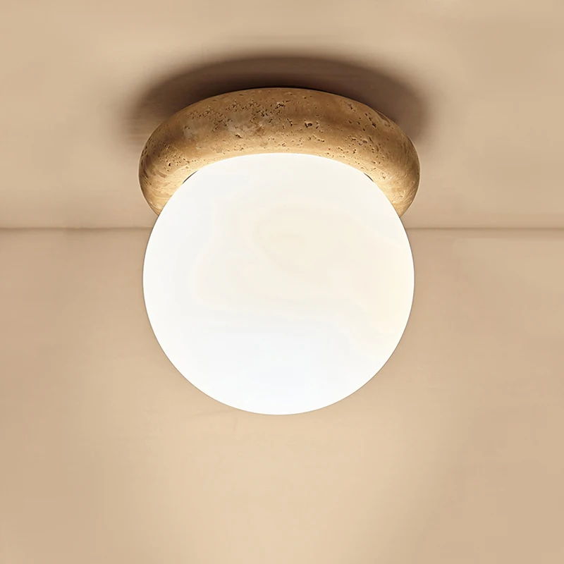 Japan Wabi Sabi Small Home Industrial Decoration Ceiling Light Warm Room Corridor Balcony E27 Yellow Travertine LED Lamp