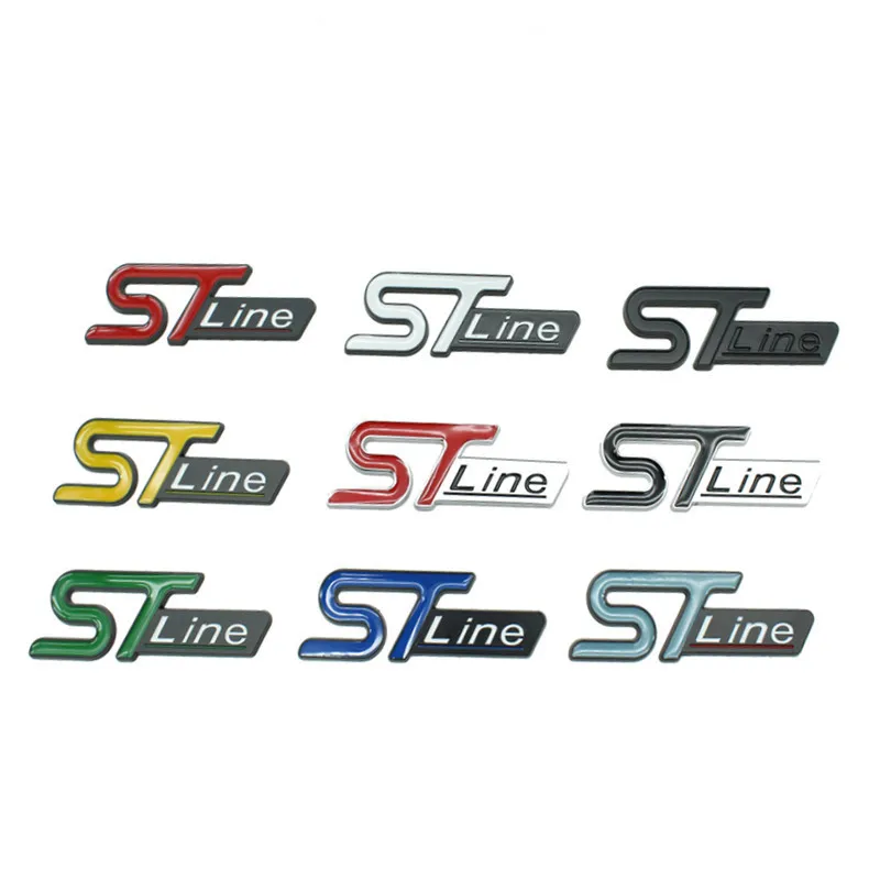 3d Metal Logo ST Line Emblem Car Front Grill Badge Trunk Decal For Puma Kuga Fiesta Focus MK4 ST Line Sticker Accessories