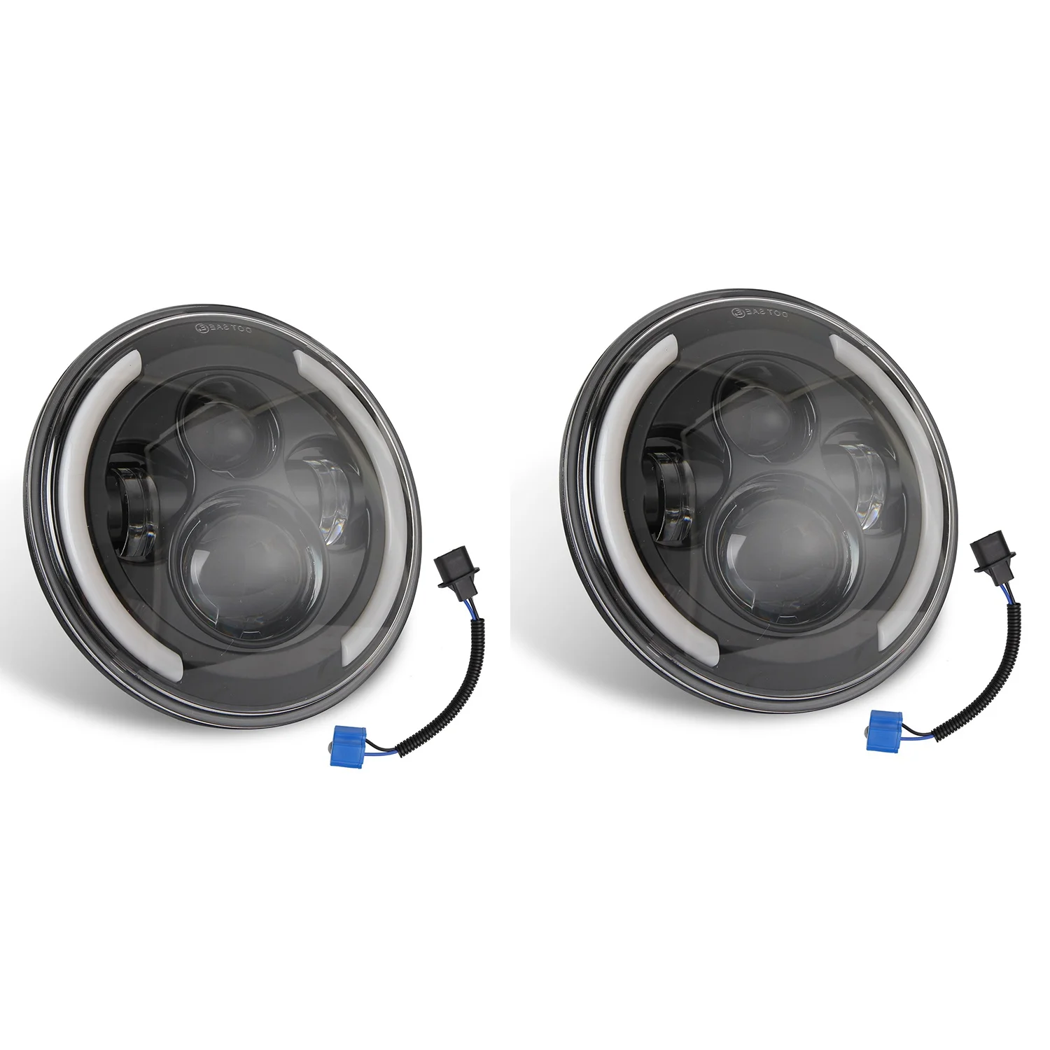 7 inch Round LED Headlights 200W High Low Beam Halo Angle Eyes DRL for Jeep Wrangler JK JL TJ LJ CJ Land Rover,