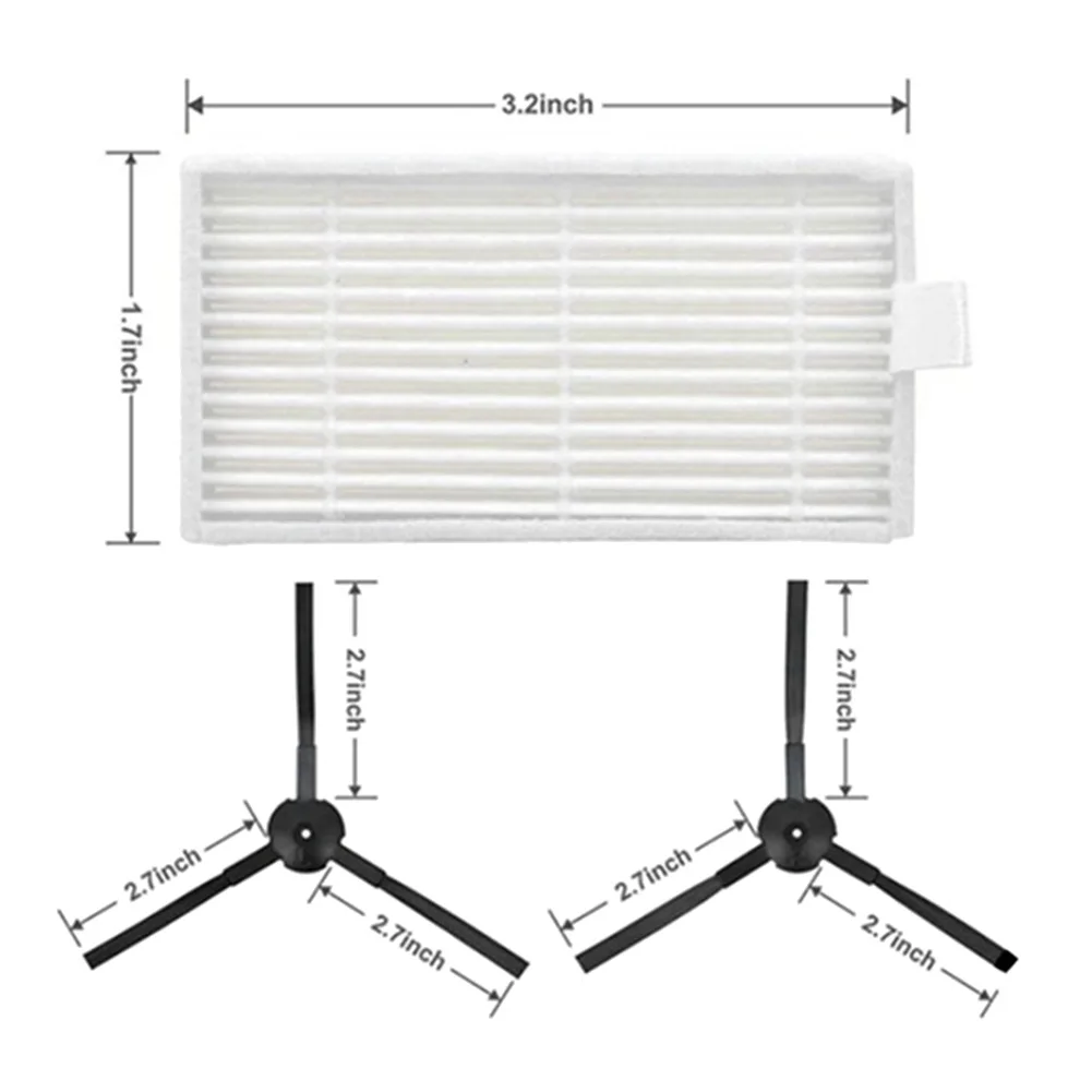 Eqaz-escova lateral esfregão pano filtro hepa para chuwi ilife v55 pro robô aspirador de pó peças de reposição