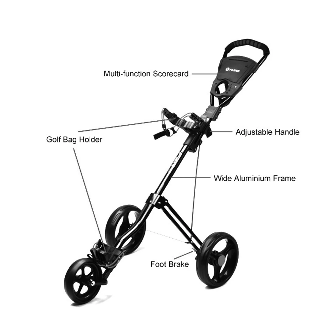 Foldable 3 Wheel Push Golf Trolley for Sale Golf Cart  Follow Me Portable Moving