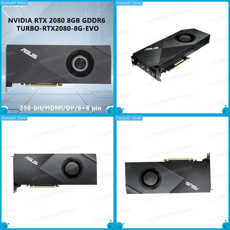 For ASUS NVIDIA RTX 2080 8GB GDDR6 GPU Turbo EVO Graphics Card Support PCI-E 3.0 HDMI DP for Desktop PC Video Card