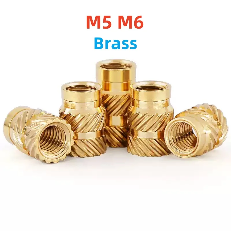 M5 M6 Insert Brass Nut Double Twill Injection Embedment Nut Hot Melt Heat Thread Nuts For 3D Printer Plastic Case