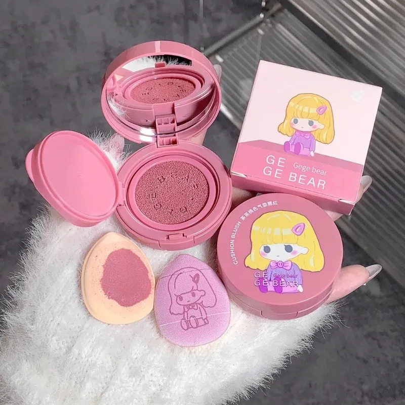 3 Colors Cushion Blush Blendable Shade with Puff Whitening Blusher Smooth Application Long Lasting Blusher Face Brighten Makeup