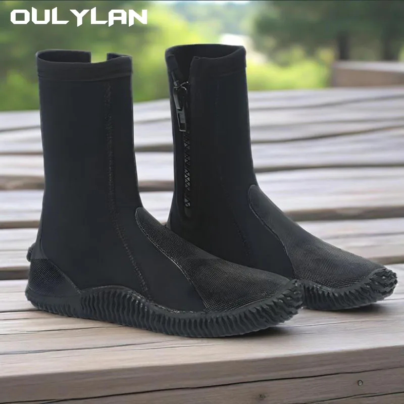 

Oulylan Men's Diving Shoes 5MM Beach Surfing River Tracing Shoes Anti Slip Wear-Resistant Diving Boots Snorkeling Shoes