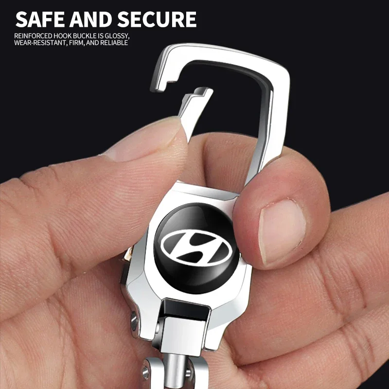Car Anti-Lost Metal Keychain 3D Styling Badges Key Ring For Hyundai Jaguar Ford JEEP Acura Subaru Mitsubishi Fiat Land Rover view 3