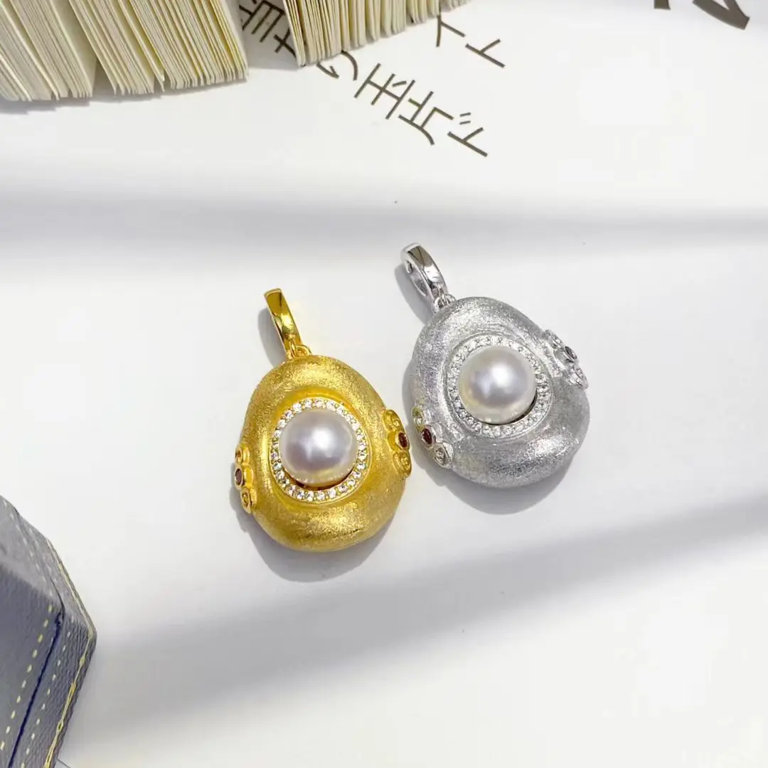 Wholesale S925 Sterling Silver Pendant Mount Base Mountings Findings Parts Fittings Accessories for 7-10mm Pearls 5pcs/lot