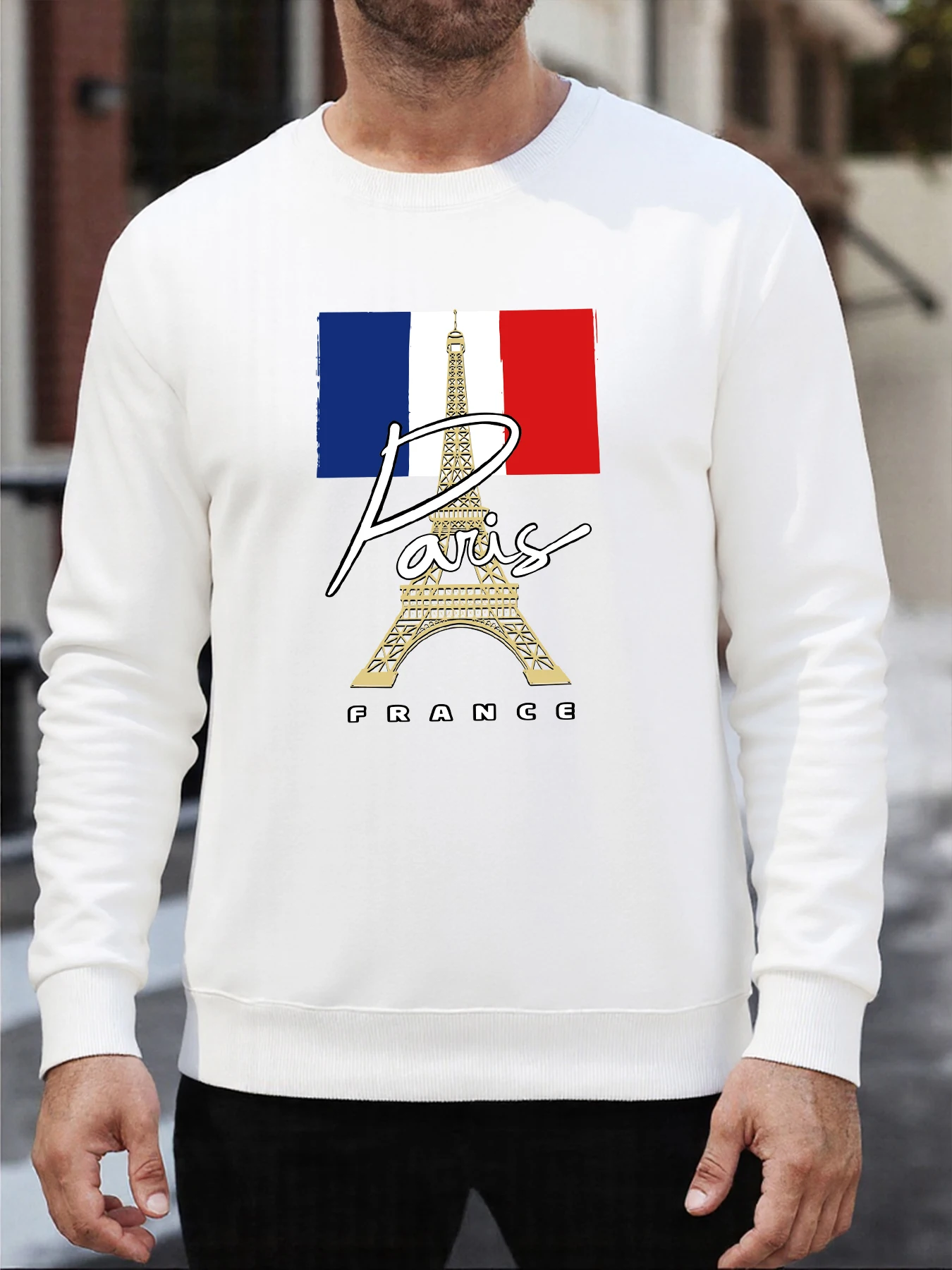 Frankreich Paris Turm Muster Sweatshirt Männliche Mode Oansatz Kleidung Fleece Weiche Herbst Pullover Lose Fashions Sportswear