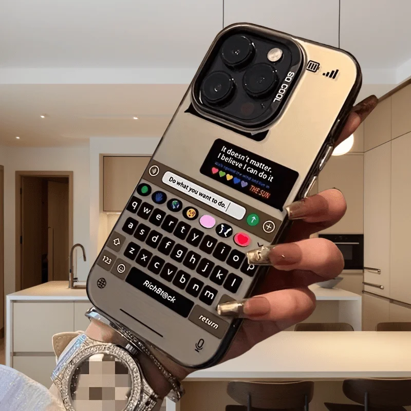 Teclado negro premium para hacer que desee la funda del teléfono mate con láser, para la serie iPhone16 15 14 13 12Pro Max