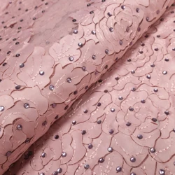 Elegant Tulles Lace Fabric Lush Rose Pattern Embroidery Lace With Sequins for Sewing Handicraft DIY Patchwork Material 5 Yards