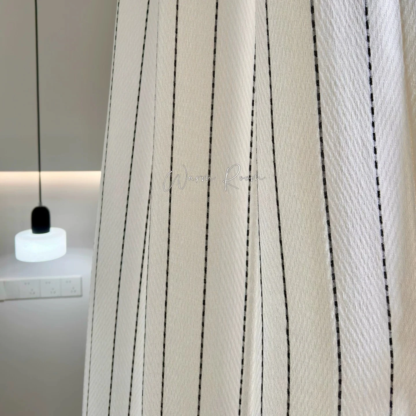 Vertical Black and White Lines Woven Jacquard Thick Window Screen Curtains for Bedroom Living Room Balcony Door Curtains