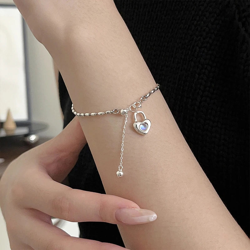 S925 Sterling Silver French Small Fragrance Heart Zircon Bracelet, Sweet and Small, Exquisite Design, Ins Style