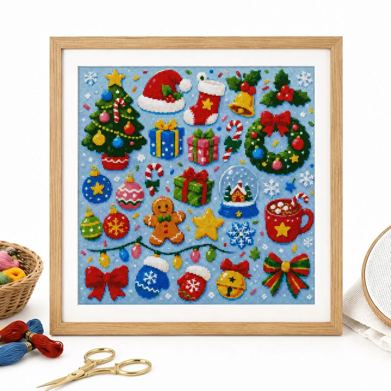 [CC6237-Colorful Christmas Small World]Stamped Cross Stitch Kit 14CT 18CT 16CT DIY Printed Canvas Cotton Thread Embroidery