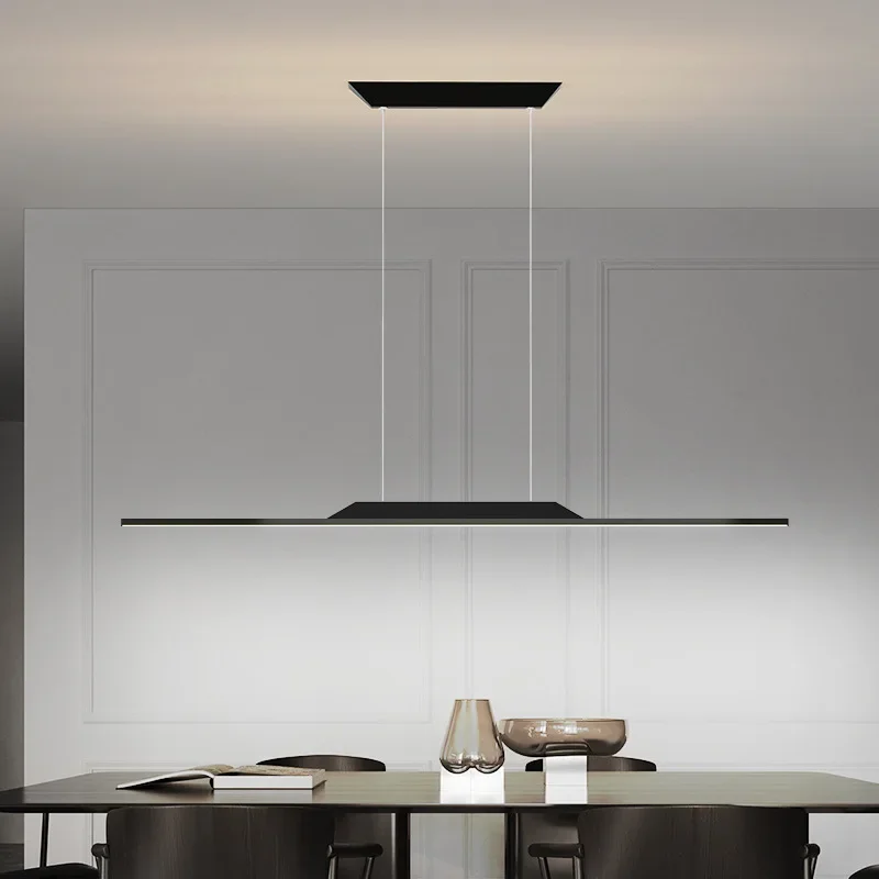 Simple Modern Dining Room Pendant Lights Word Long Strip Led Chandeliers Bar Lamp Table Kitchen Island Study Studio Lighting view 4