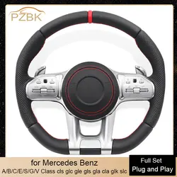 Car Steering Wheel with Red Stiching for Mercedes Benz AMG gla glc gle gls glk cla cls w204 w205 w211 w212 w124 w164 w177