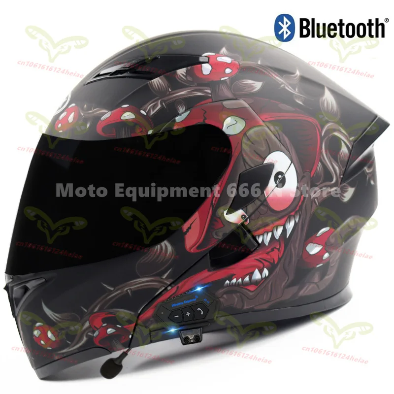 Men Women Bluetooth Motorcycle Helmet DOT Approved Waterproof Longer Endurance Double Lens Motorcycle Riding Helmet Four Seasons