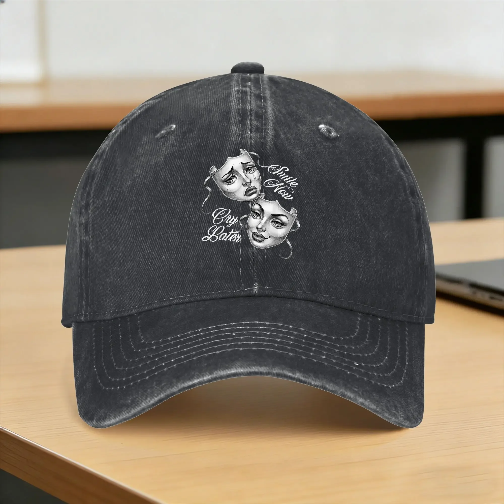 Smile Now Cry Later Mask Art Casual Baseball Cap Hunting Camping Hip Hop Hats Summer Wholesale Unisex-Teens Baseball Caps