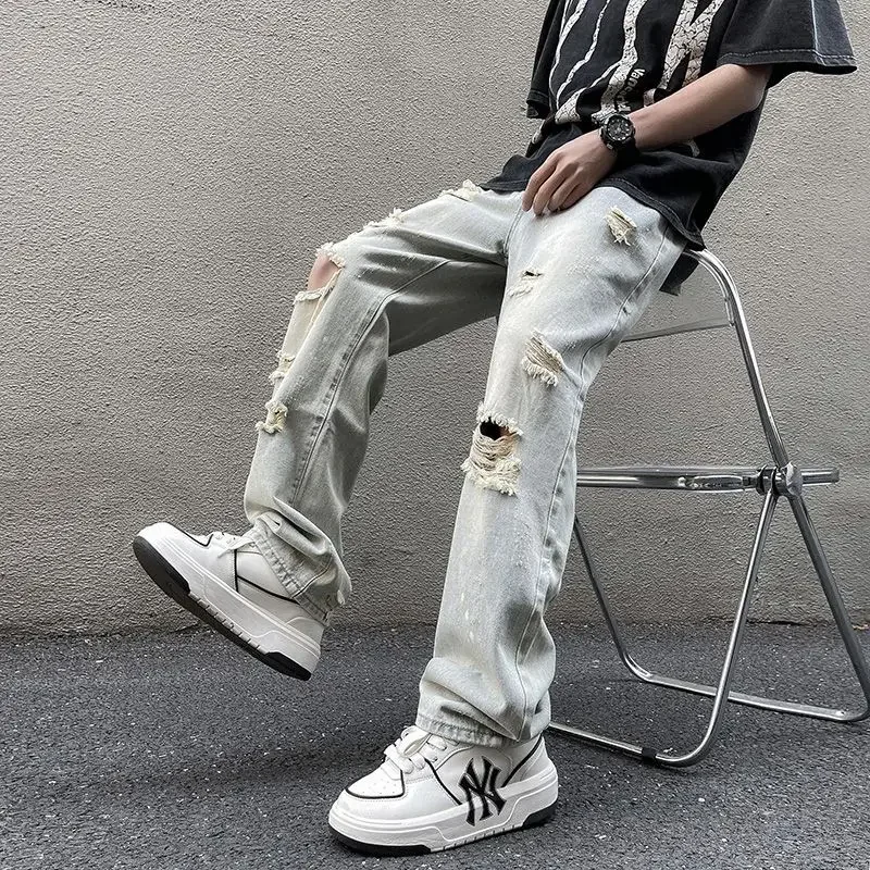 Loose Men's Jeans Baggy Japanese Street Style 2025 Trousers Fashion Grunge Y2k 90s Streetwear Goth Wide Leg Xs Male Cowboy Pants