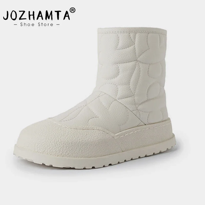 

JOZHAMTA 2025 Winter Warm Snow Boots Women Ankle Boots Wool Fur Real Leather Flats Shoes Woman Outdoor Casual Working Size 35-40