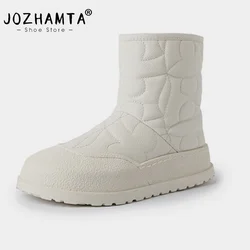 JOZHAMTA 2025 Winter Warm Snow Boots Women Ankle Boots Wool Fur Real Leather Flats Shoes Woman Outdoor Casual Working Size 35-40