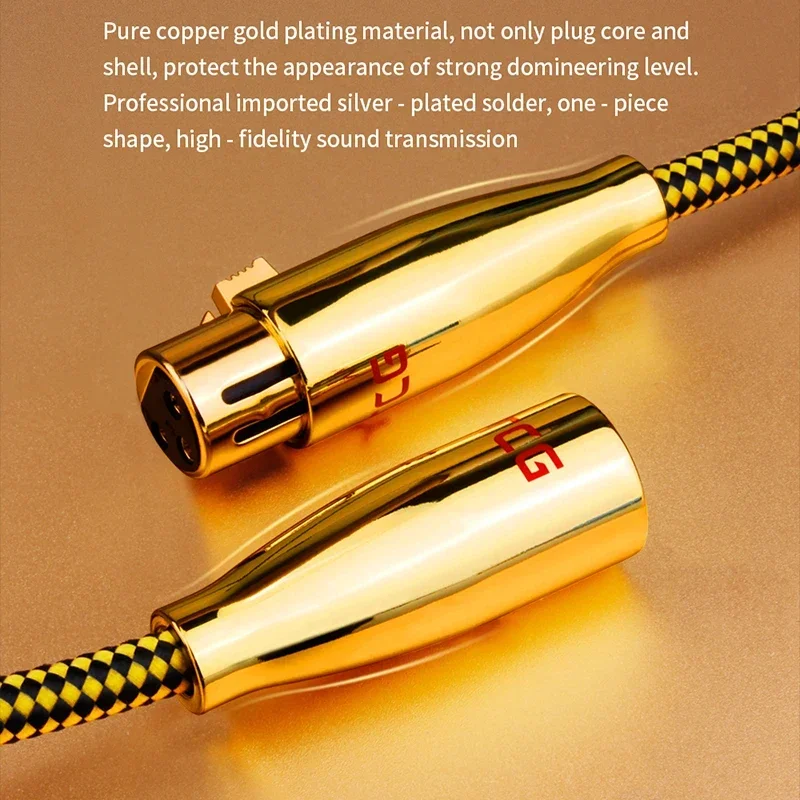 Kabel audio XLR YYTCG Hifi, wykonany z wysokiej jakości miedzi OCC/OF, czysty kabel XLR, wtyk męski do wtyku żeńskiego, do mikrofonu i miksera. — zdjęcie produktu 4