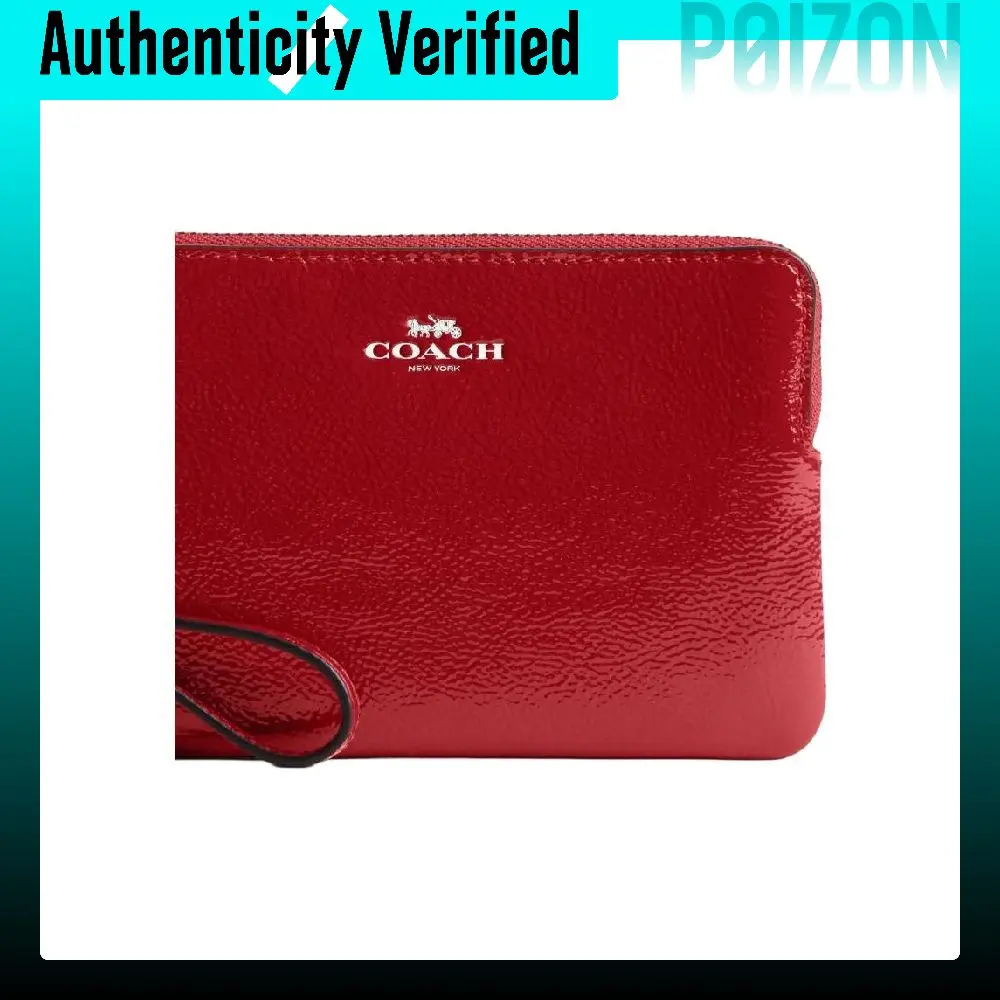 COACH Corner Zip Cow Leather Wrist Bag Clutch Small Women's Red CW855-SVRD view 6