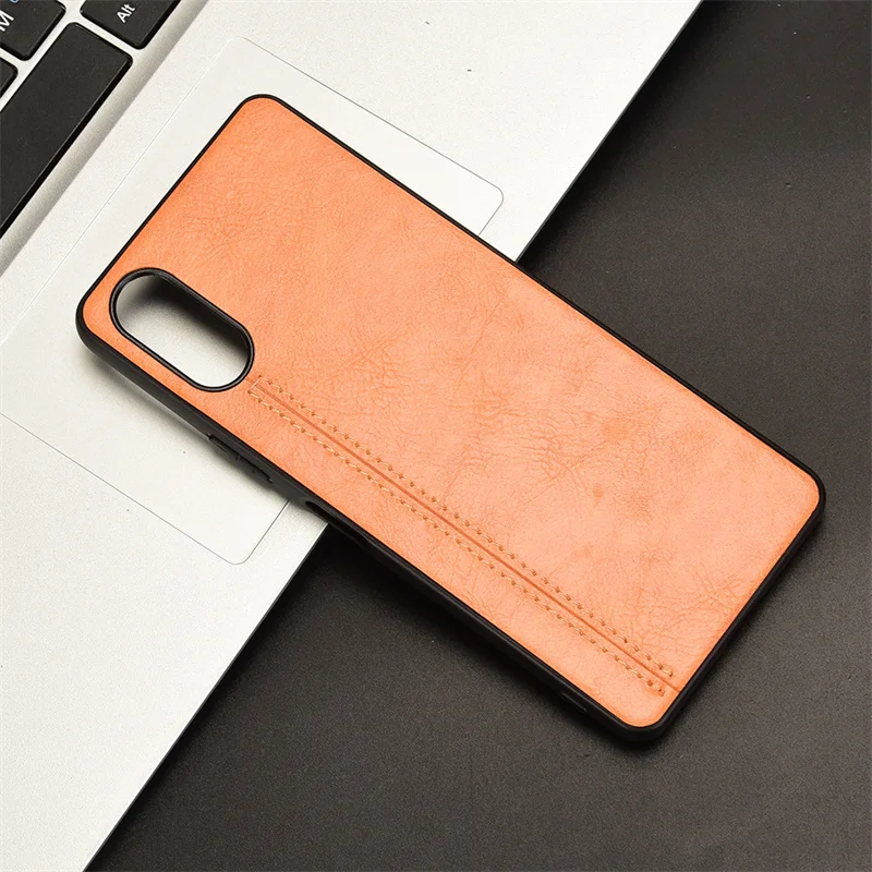 

For Sony Xperia 10 VI 2024 XQ-ES44 Case Stitching PU Leather Sony Xperia 10 VI 2024 PC Hard Back Protection Phone Cover Fund