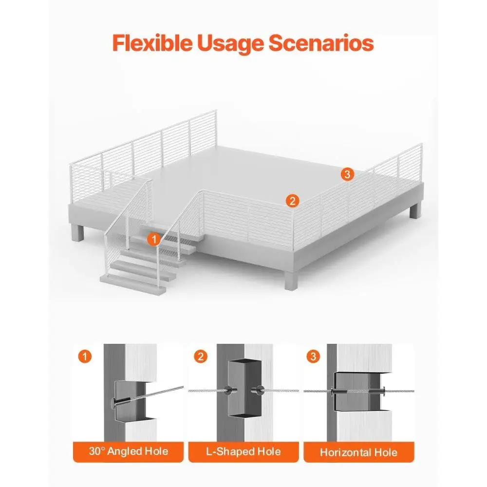 Stainless Steel Stair Railing Post 42 Inch with Pre-Drilled 30 Degree Angled Holes Horizontal and Curved Bracket Silver