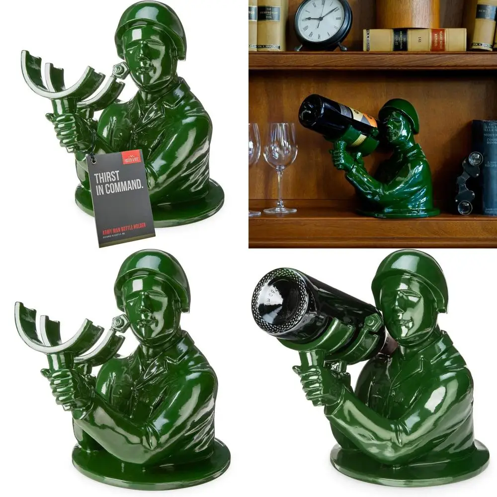 

Зеленый армейский тематический держатель для бутылок вина из полирезины для декора стола