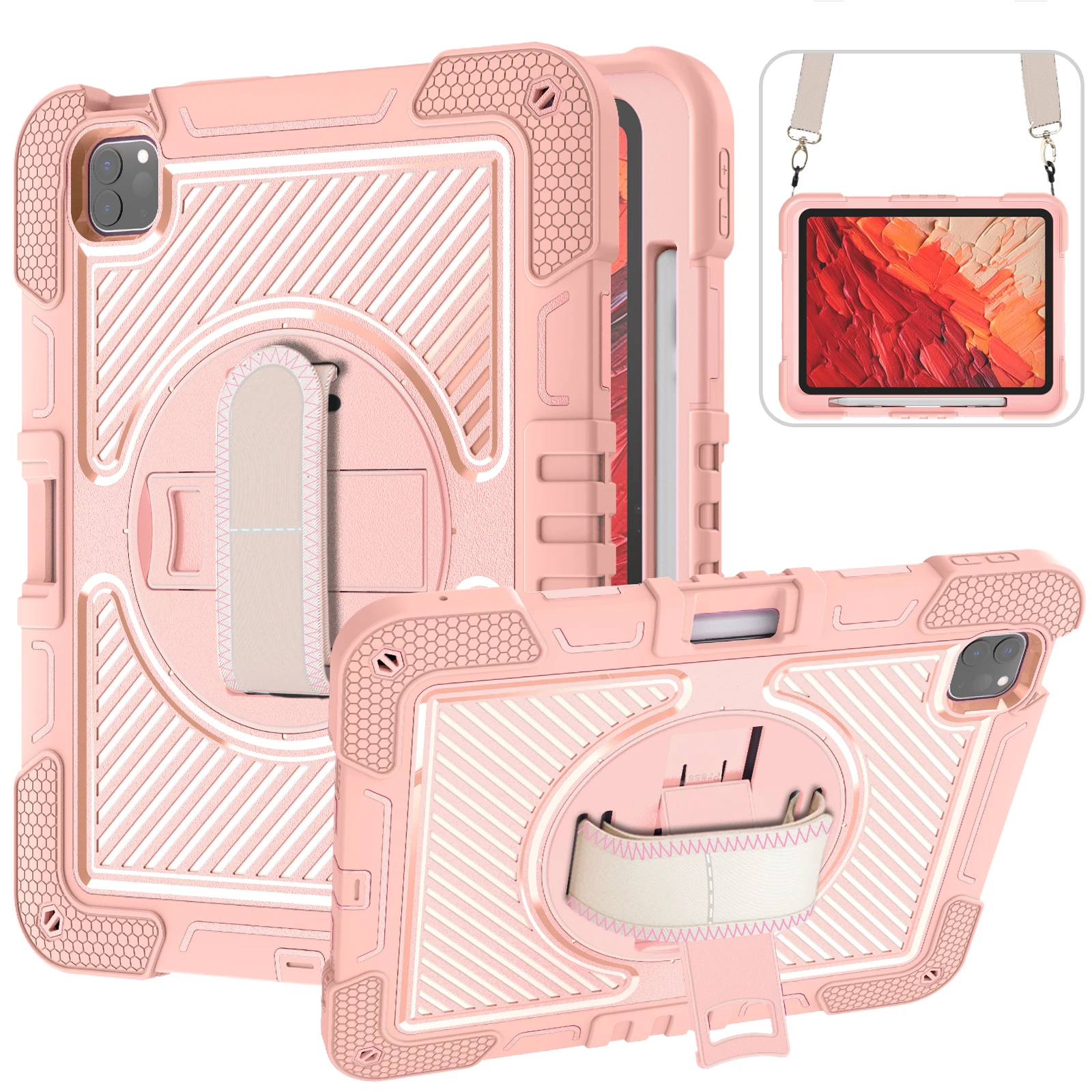 

360 Rotating Stand Armor Case Universal For iPad Pro 11 2025 M5 2024 M4 Model A3357 A3358 A3359 A2836 A2837 A3006 Hybrid Cover