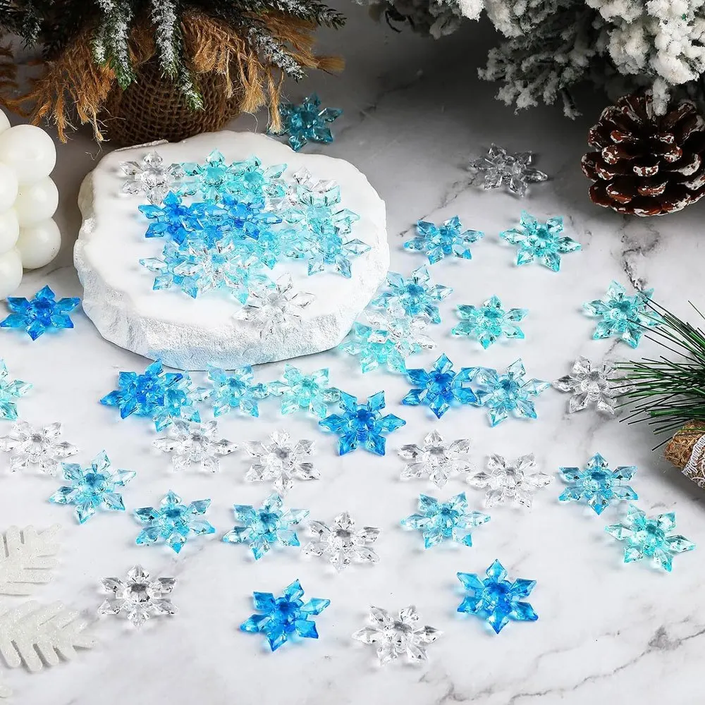 39/115/230pcs Multi-color Acrylic Snowflake Shaped Non Porous Beads, DIY Party Decoration Accessories, Christmas,Halloween Gifts