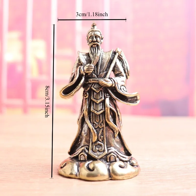 Vintage Brass Taibai Venus Figurine, Traditional Chinese Mythology Elder Statue On Cloud Base, Desktop Tea Pet Ornament,