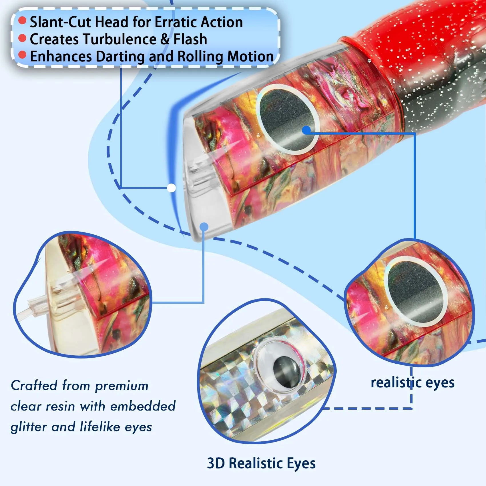 Jig de resina Aventik cabeza inclinada – Falda silicona para marlin - imagen 4