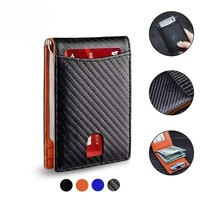 Slim Protected ID/Credit Card Case Purse with Secure Storage Anti-RFID Carbon Fiber Wallet for Men - Magic Leather Card Holder