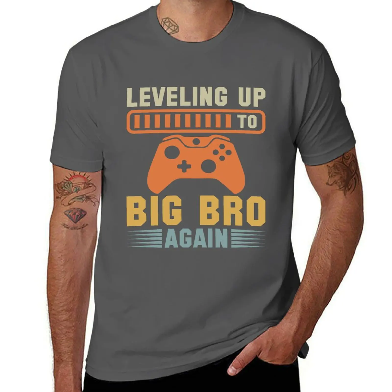 

Vintage Leveling Up To Big Bro Again Kids Big Brother Again T-Shirt anime tshirt cotton t shirt man T-Shirt