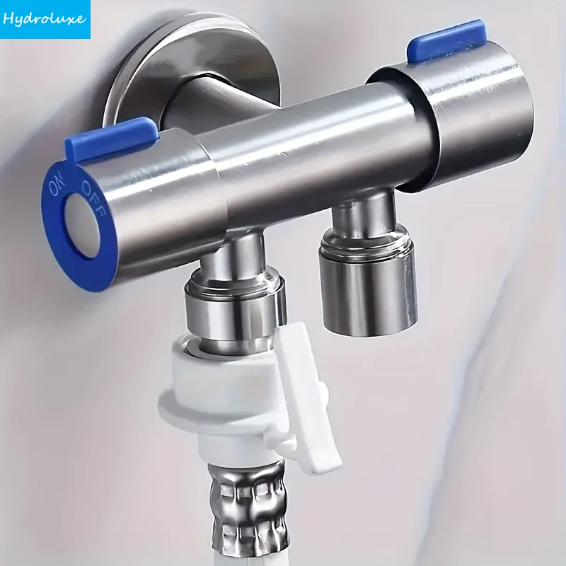 Válvula Angular para Baño, 1 Entrada y 2 Salidas, Doble Control, Acero Inoxidable, para Pisos Bajos (Menos de 5 Pisos)
