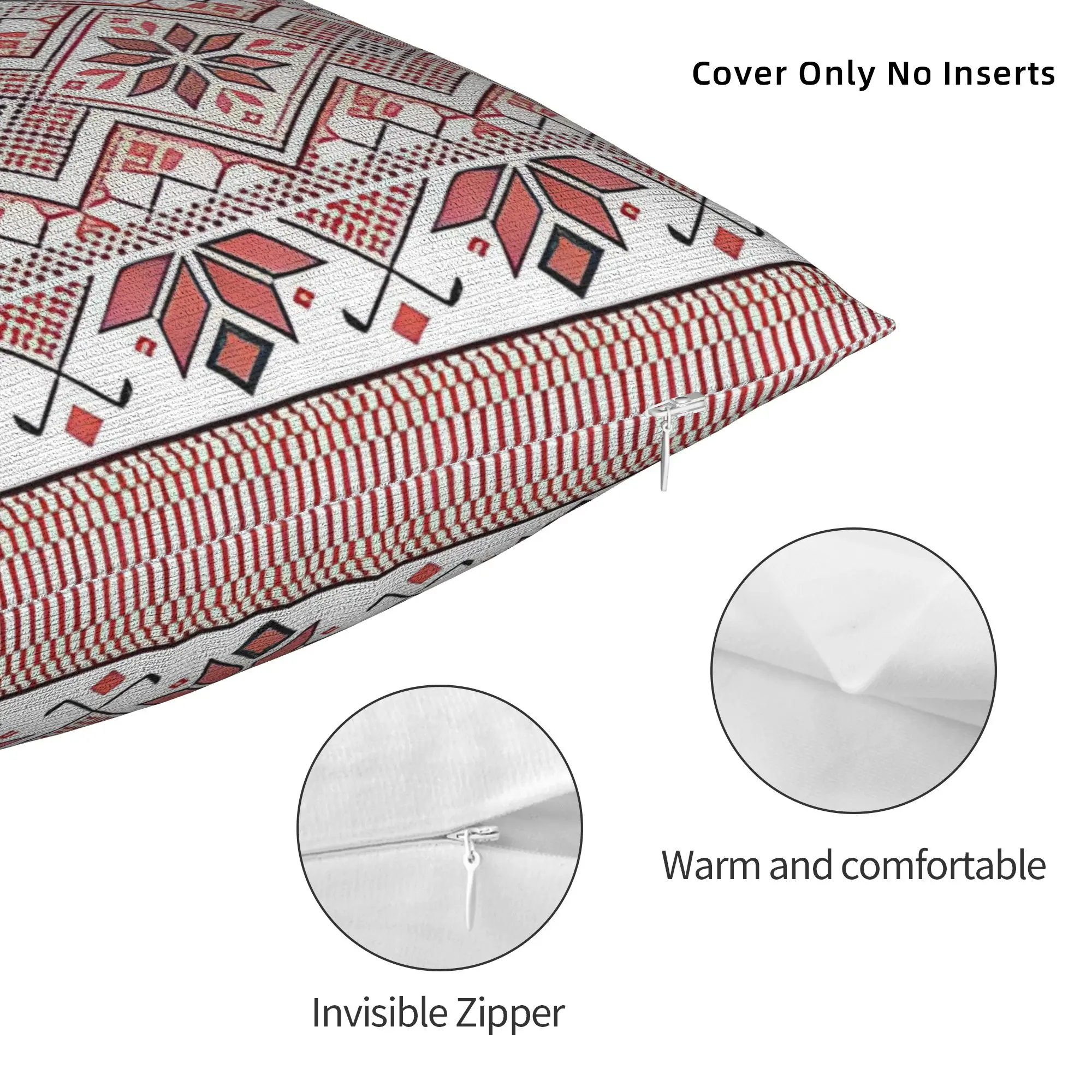 Printed Arabic Hatta Kufiya Keffiyeh Pillowcase Polyester Cushion Cover Decorations Tatreez Art Pillow Case Cover Home Zippered