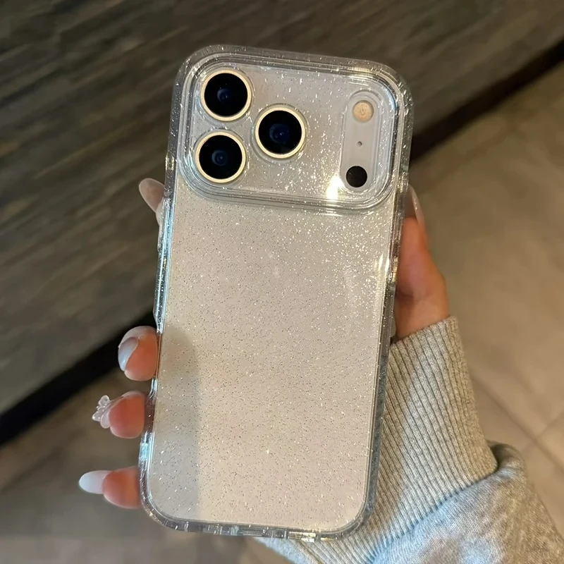 Luxury Soft Silicone Glitter Transparent Phone Case for iPhone 11 12 13 14 15 16 17 Pro Max Plus Air Clear Bumper Cases Cover - náhled 3