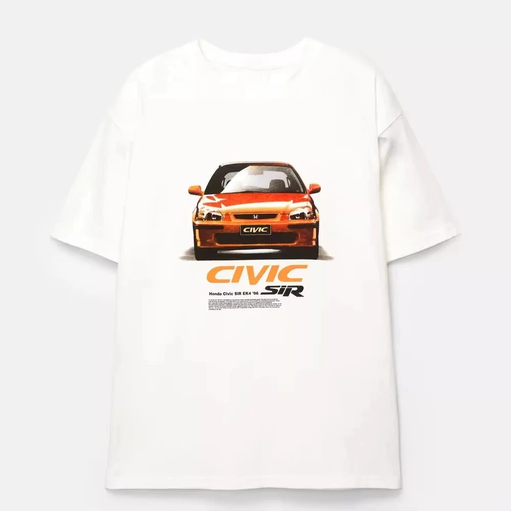 هوندا 2026 جديد حار الرجال والنساء تي شيرت سيفيك الصيف تي شيرتات قطن الربيع والخريف دراجة نارية على الطرق الوعرة فضفاض طباعة #4