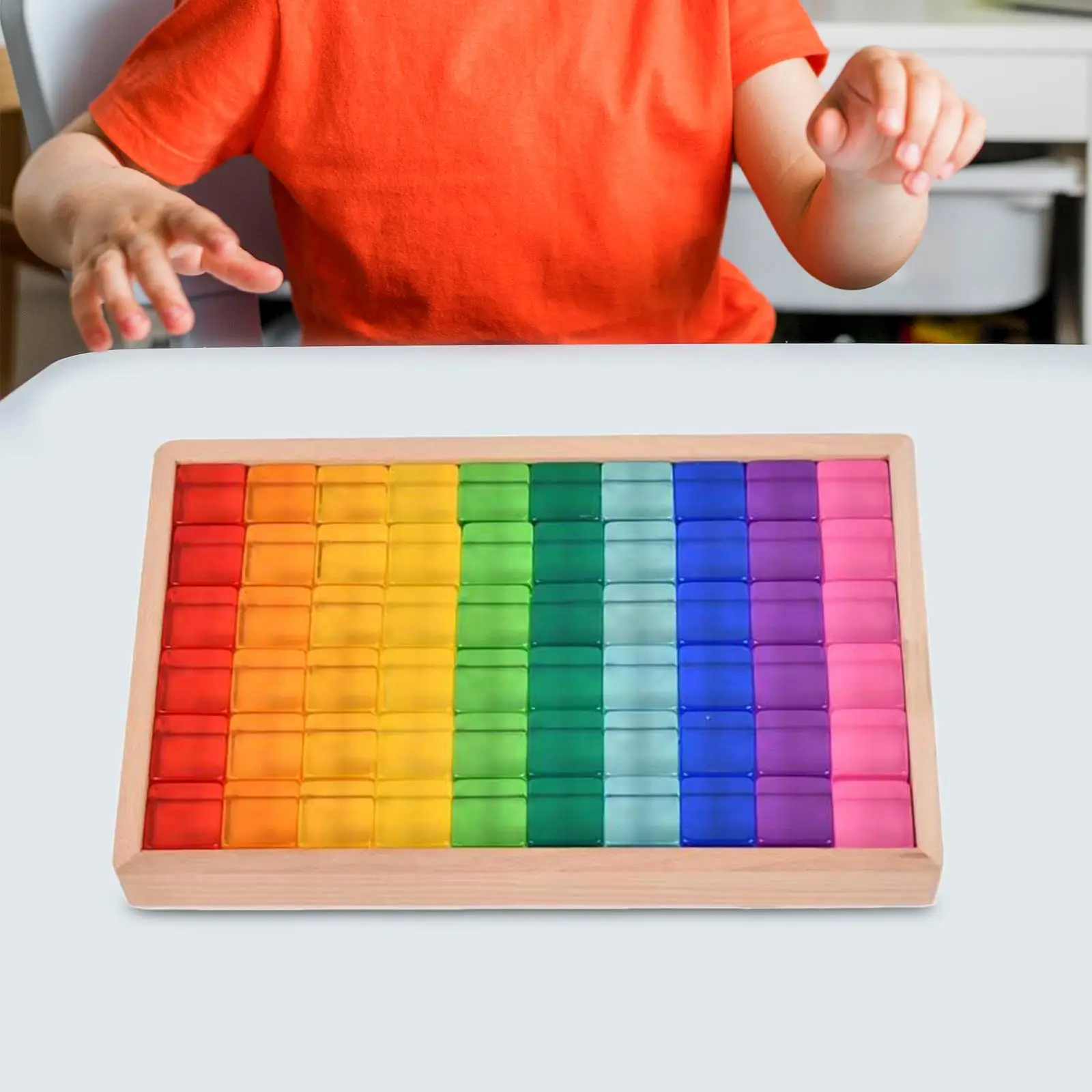 Rainbow Building Blocks Set Color Perception Transparent Building Blocks Set for Kids for Kids Boys Girls Toddlers Birthday Gift