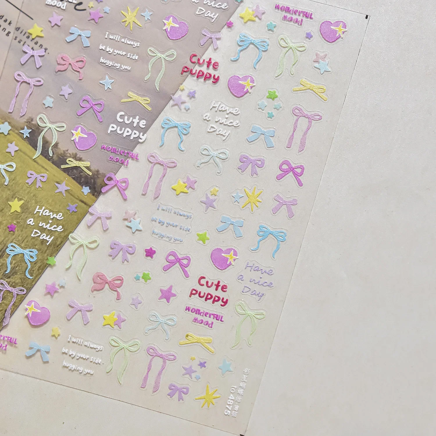 Kolorowa kokardka 5D jedwabna wstążka kokardka uroczy kwiat kwiatowy truskawka wiśnia miłość serce naklejka artystyczna do paznokci samoprzylepna naklejka do Manicure