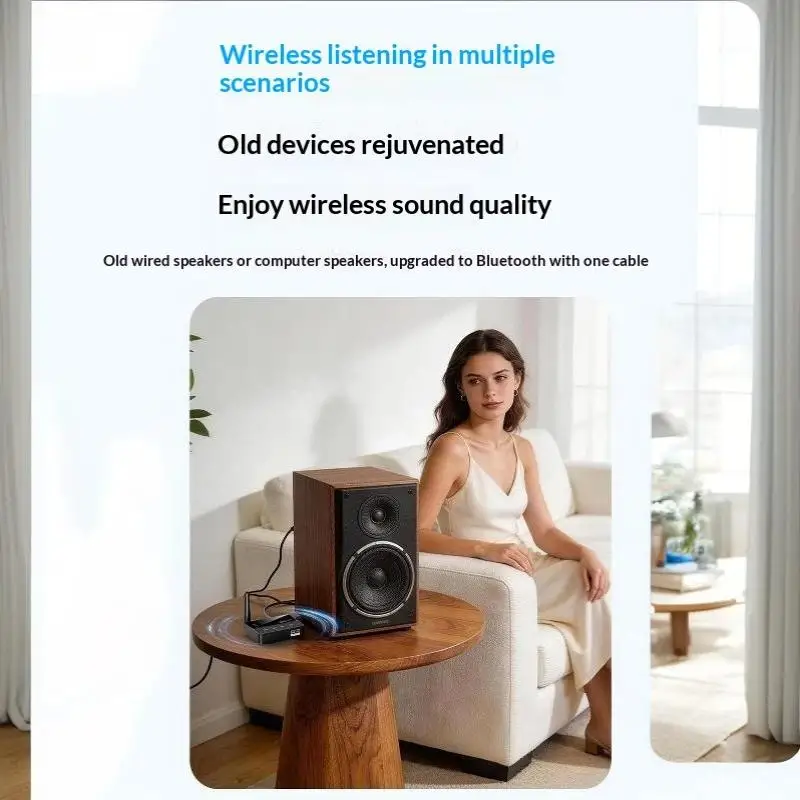@*Bluetooth 6 Audio Transmitter Receiver HiFi Wireless Sound Adapter 20M Range 1Pcs for Home Travel Car TV Headphone