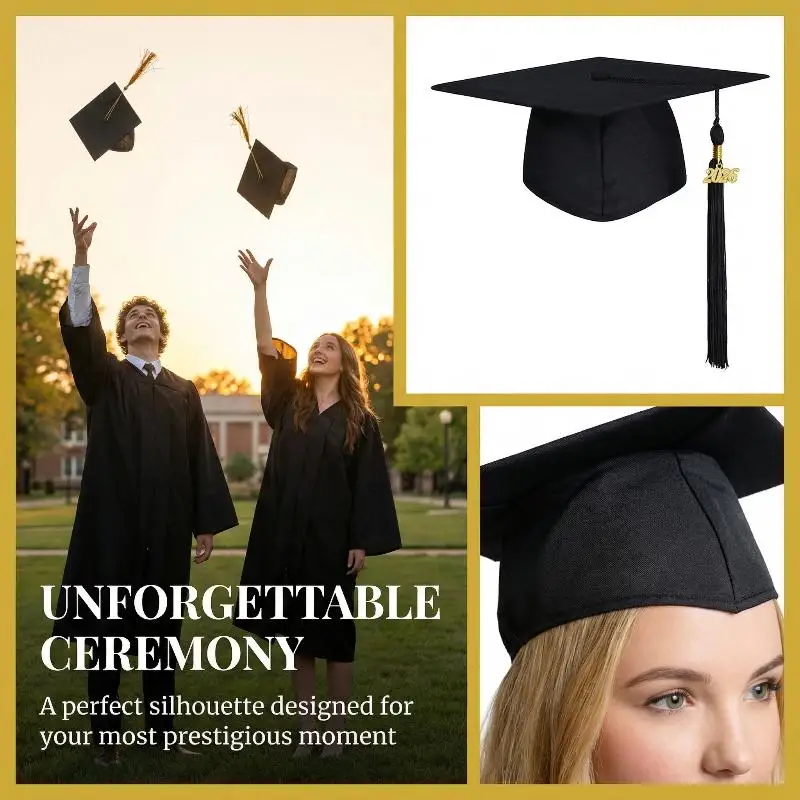 NEW Unisex 2026 Graduation Cap Tassel Design High School Bachelor Master Degree Ceremony Hat Graduation Dress Headwear Decor