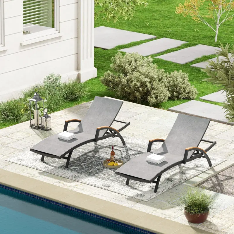 ！@Dwoo Beach Outdoor Swimming Pool Lounger Chair One Piece Aluminum Frame Waterproof Lounger Bed