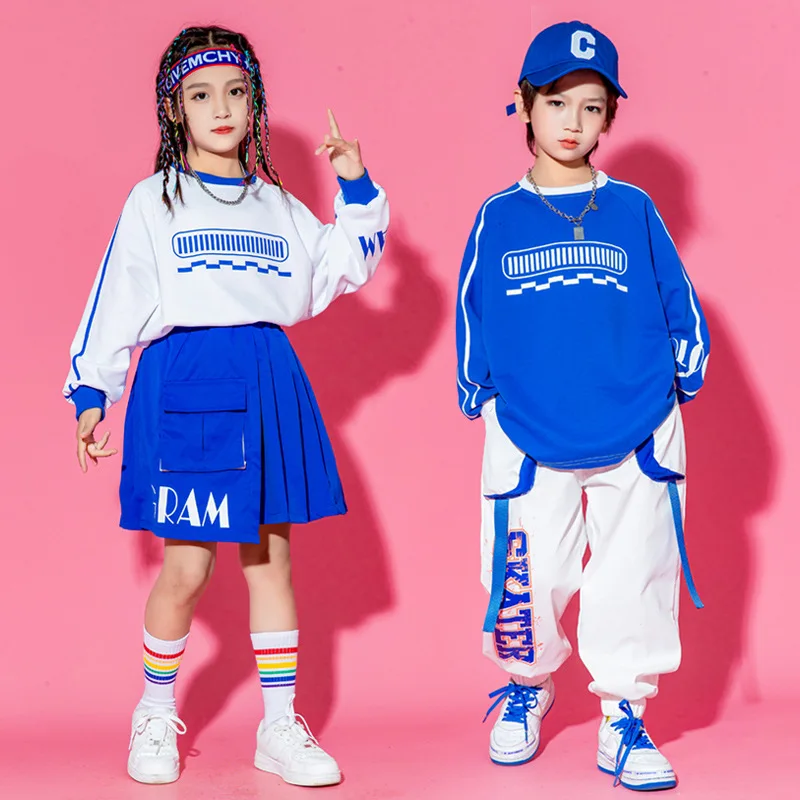 Kids Hip Hop Dance Costume Cool Crewneck Striped T-shirt Pullover Elastic Waist Letter Print Jogger Pants 2pcs Clothing for Boys